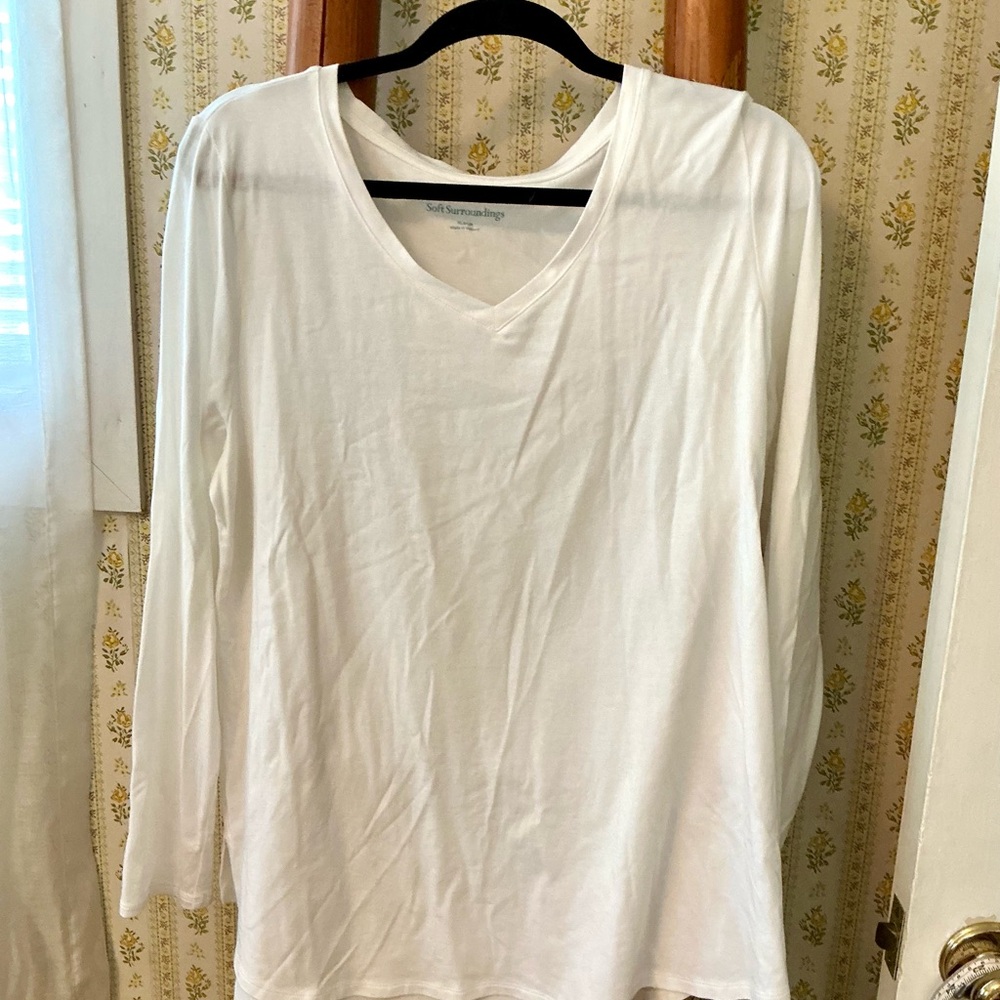 Soft Surroundings Classic White Long Sleeve Top
